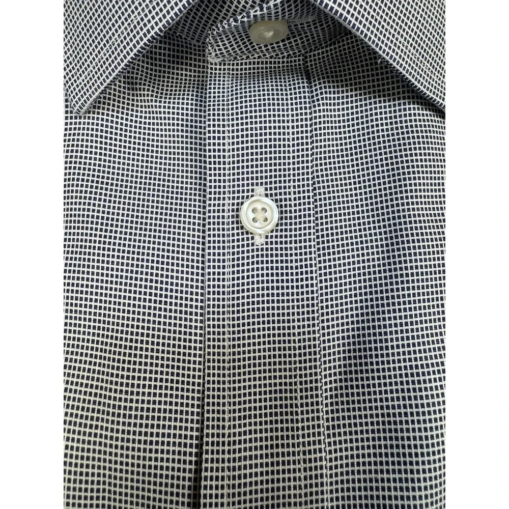 Charles Tyrwhitt Button Up Shirt Mens 16 1/2 /36 Navy Check Non Iron Classic Fit